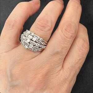 Clear CZ silver statement ring size 6.5